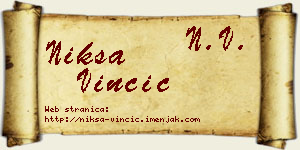 Nikša Vinčić vizit kartica